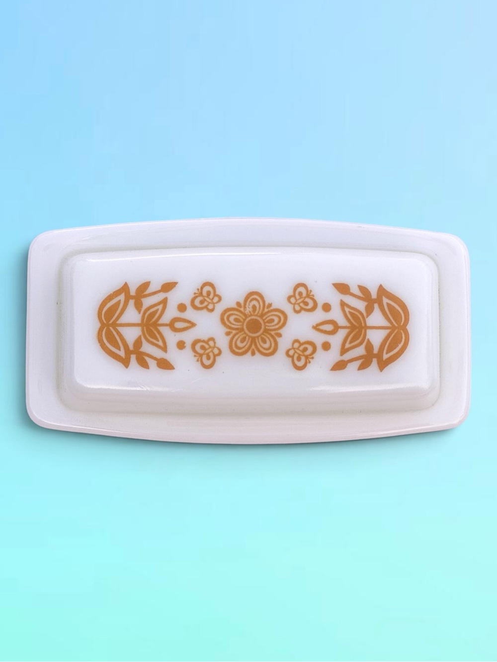 ✨1970s✨Vintage✨Pyrex Gold Butterfly Butter Dish✨